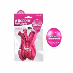 Bustina Palloncino Metallizzato Joyeux Anniversaire, fucsia