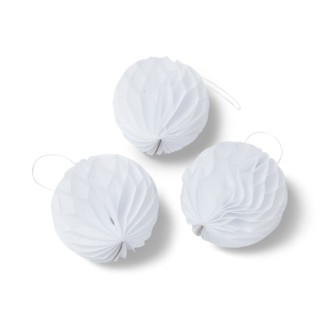 10 palline a nido d'ape, bianco, Ø 6 cm