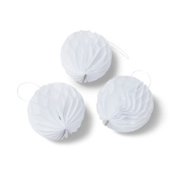 10 palline a nido d'ape, bianco, Ø 6 cm