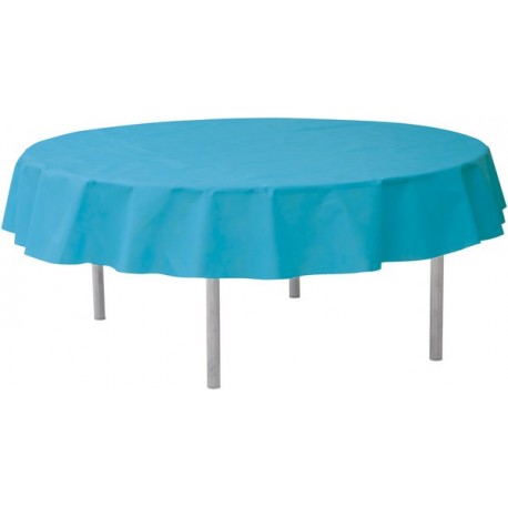 Nappe ronde unie, diamètre 240 cm, turquoise