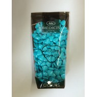 Dragées petits cœurs, chocolat 70 % cacao, turquoise, 250gr