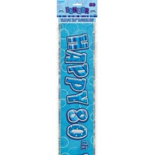 Glänzend blaues Geburtstagsbanner, 3,6 Meter - "Happy 80"