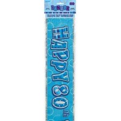 Glänzend blaues Geburtstagsbanner, 3,6 Meter - "Happy 80"