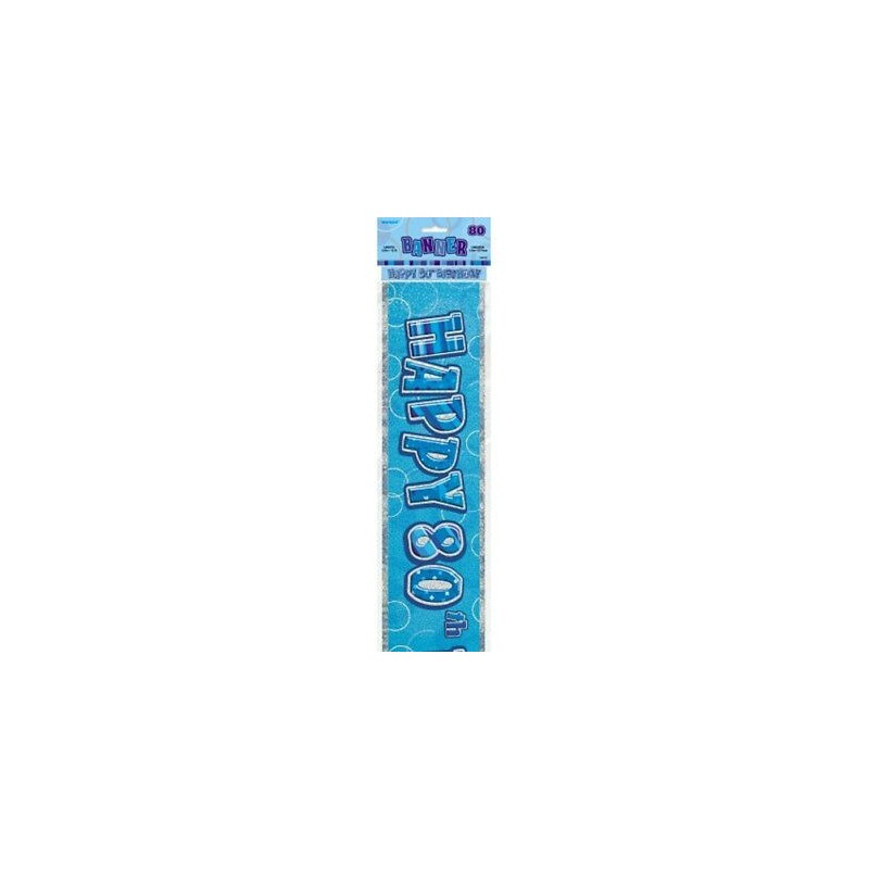 Bannière anniversaire bleu brillante, 3.6 mètres - "Happy 80"