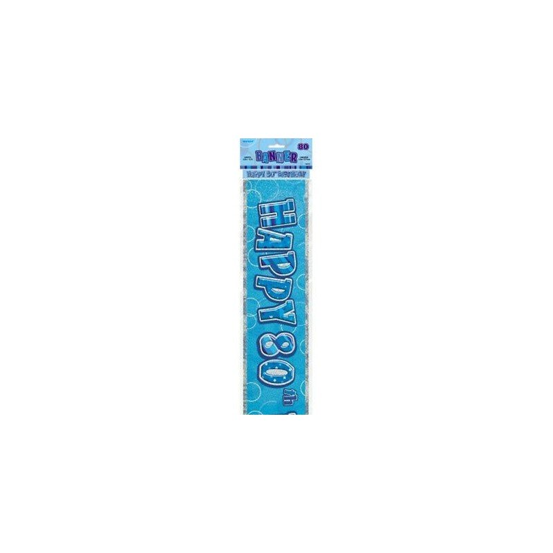 Glänzend blaues Geburtstagsbanner, 3,6 Meter - "Happy 80"