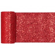Runner glitterato, 13 cm x 5 m, rosso