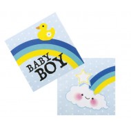 12 blaue Baby-Papierservietten (33 x 33 cm)