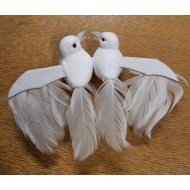 2 weiße Tauben mit Ehering, 12,5 x 15 cm
