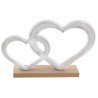 Coeurs blancs sur socle, en bois, 22 x 4 x 15,5 cm 