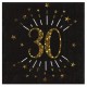 10 Papierservietten "Age Sparkling Metal", 30 Jahre, Schwarzgold. 16,5 x 16,5 cm