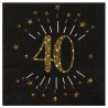 10 Serviettes Âge étincelant métal, 40 ans, noir or. 16,5 X 16,5cm