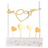Decorazioni metalliche "Just Married", oro, cartone e legno.