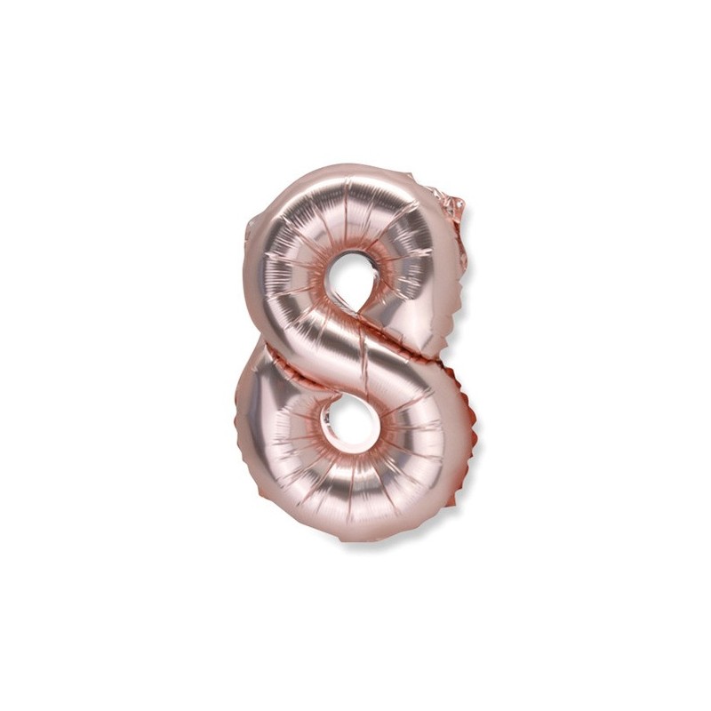1 Ballon rose gold métallique Chiffre 8