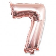 1 Ballon rose gold métallique Chiffre 7, 36cm