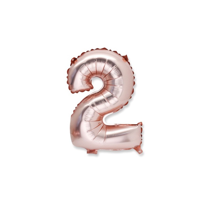 1 Ballon rose gold métallique Chiffre 2