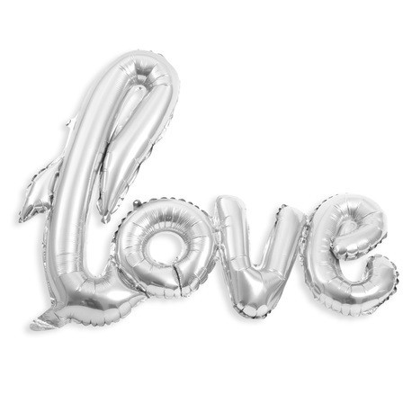1 Metallic Silber "Love" Ballon 1m x 67,6cm