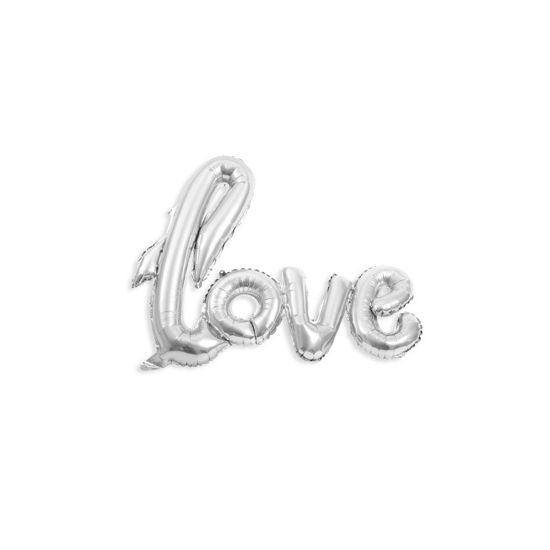1 Ballon "Love" argent métallique 1m x 67,6cm