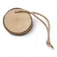 6 Marques-place rondins en bois avec ficelle Ø 4,5cm