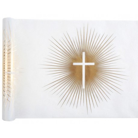 Chemin de table communion, blanc, 30cm x 5m 