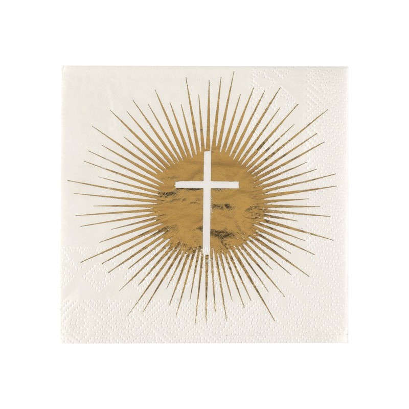 20 Zeremonie Servietten, 3-lagig, weiß und gold, 12,5 x 12,5 cm