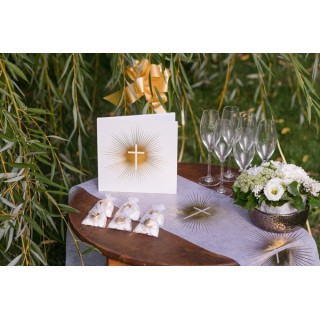 20 Zeremonie Servietten, 3-lagig, weiß und gold, 12,5 x 12,5 cm