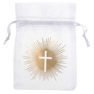6 sacchetti trasparenti, Ceremony, bianco e oro, 7,5 10cm