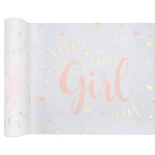 Chemin de table Baby Shower, rose 28cm x 3m