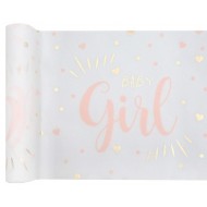 Chemin de table Baby Shower, Girl rose 28cm x 3m