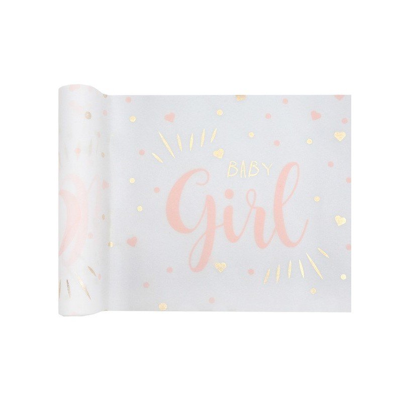 Runner da tavola Baby Shower, Girl rosa 28 cm x 3 m