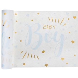 Chemin de table Baby Shower, rose 28cm x 3m