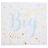 20 Babyparty-Servietten, Junge himmelblau, 16,5 x 16,5 cm