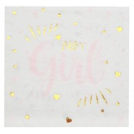20 Babyparty-Servietten, Mädchenrose, 16,5 x 16,5 cm