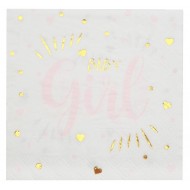 20 Serviettes baby shower, Girl rose, 16,5 x 16,5 cm 