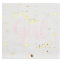 20 Babyparty-Servietten, Mädchenrose, 16,5 x 16,5 cm