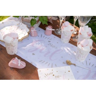 Runner da tavola Baby Shower, Girl rosa 28 cm x 3 m