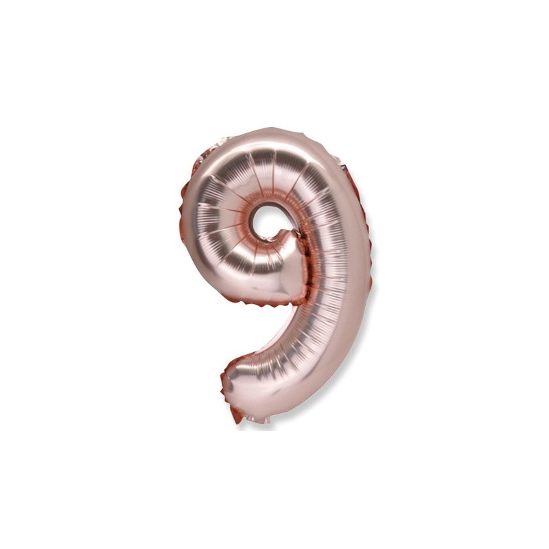 1 Ballon rose gold métallique Chiffre 9