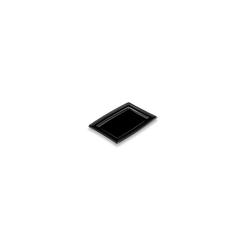 5 piatti neri in pet nero 460 x 305 x 18 mm con coperchio a cupola trasparente, 460 x 305 x 70 mm