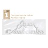 Tischdeko "Joyeux anniversaire", 3D, mit metallisch, Weiß