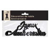 Déco de table "joyeux anniversaire", 3D, métallisée, noir