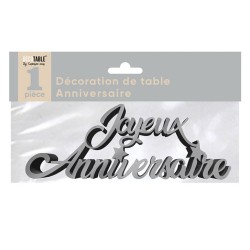 Decorazioni da tavola "Joyeux anniversaire", 3D, metallico, argento