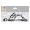 Decorazioni da tavola "Joyeux anniversaire",( buon compleanno)3D, metallico, argento