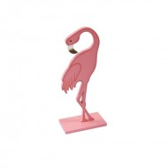 1 Flamant rose en bois sur base, 15cm