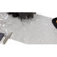 1 Chemin de table, toile d'araignée, organza, 29 cm x 5m