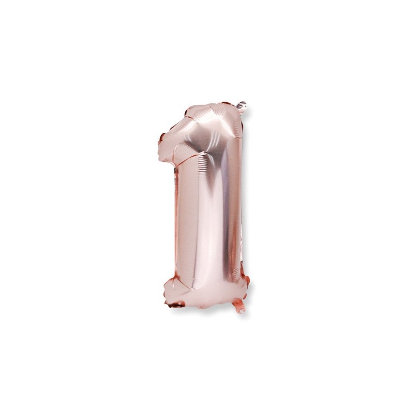 1 Ballon rose gold métallique Chiffre 1