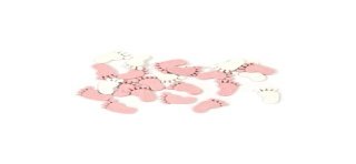 Confettis de table en bois  "Pied de bébé" rose et blanc 