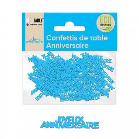Confettis bleu "joyeux anniversaire" Eco responsable papier