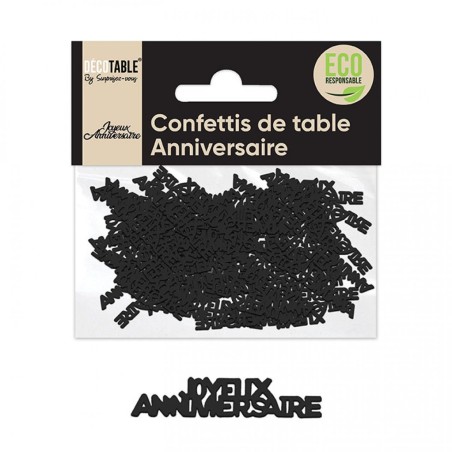 Schwarz Konfetti "Happy Birthday" Umweltfreundliches Papier