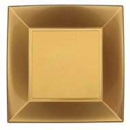 8 piatti piani, 23 x 23 cm, oro