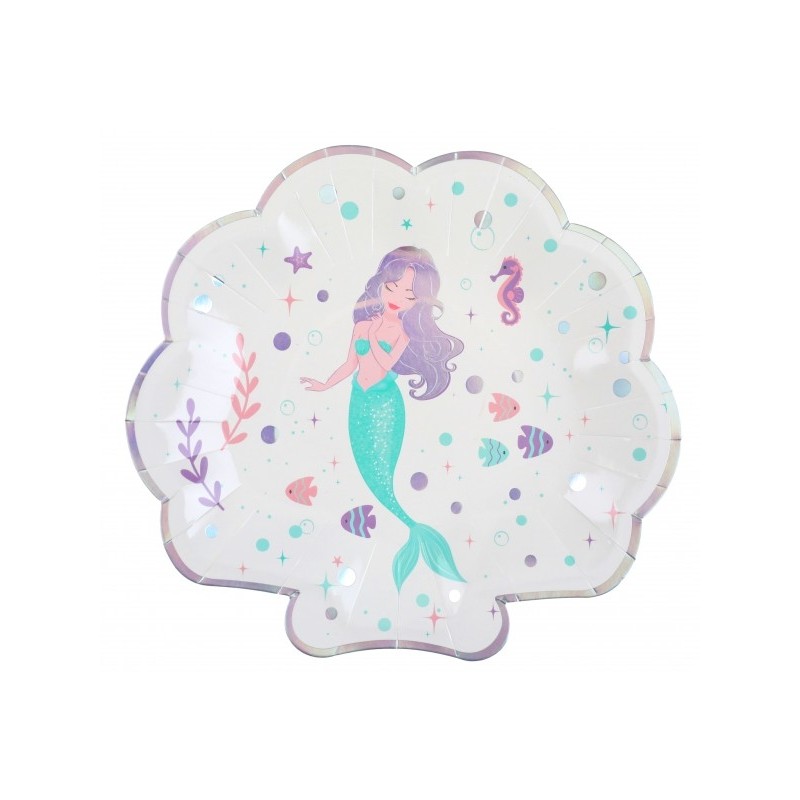 10 piatti a forma di sirena 2,7 cm x 21 cm