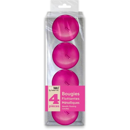 4 candele metalliche galleggianti, fucsia 1,5 x 4,5 cm